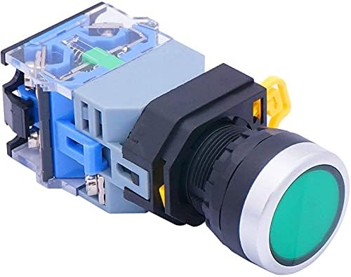 סקראובי 22 ממ 10A 440V 1NO 1NC מתג DPST מתג כוח לחץ על כפתור לחצן עם מתח אור ירוק LED 110V 110V