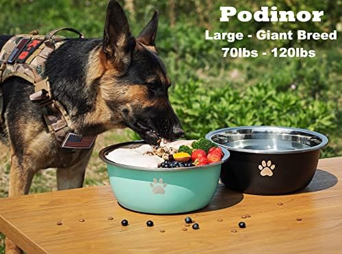 פודינור 170oz/1.3 ליטר/21 כוסות קערות מים לכלבים לכלבים גדולים במיוחד - קערת אוכל כלבים מפלדת