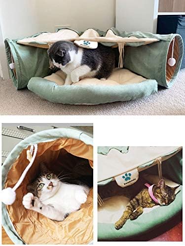 מיטת מנהרה לחתול של חלומות, מנהרת משחק חתולים 2 ב -1 ב -1 מחצלת חיות מחמד חתולים כלבים ארנבים חתלתולים
