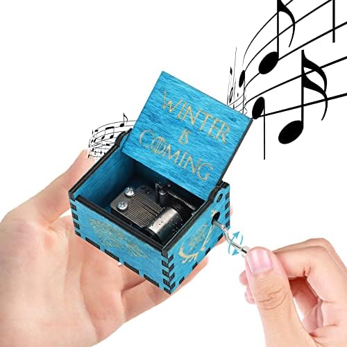 JUNYUKJ מיני קופסת מוסיקה עתיקה, ארכובה ידיים קופסאות מוזיקליות ייחודיות, קופסת מוזיקלית של מיני עץ, קישוטים לבית