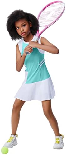 Lionjie ילדים בנות חיצוניות שמלה ללא שרוולים עם כיסים עם תלבושת תלבושת גולף טניס