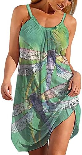 שמלת קיץ לנשים 2023 אלגנטית פרחונית מודפסת ספגטי רצועה סקופ שמלות מיני מסיבות ללא שרוולים
