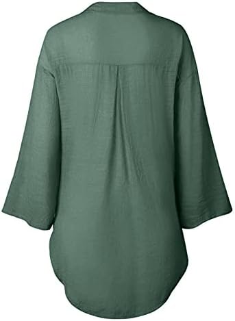 חולצות fqzwong לנשים, אופנה מזדמנת 3/4 כפתור שרוול למטה חולצות T גדולות