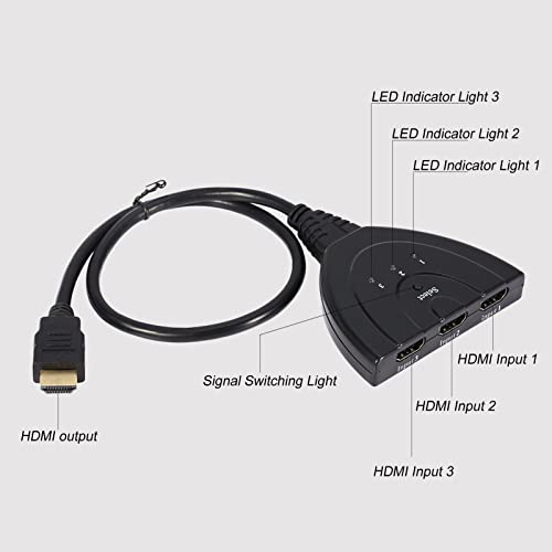 מתג HDMI, 3 יציאה HDMI מפצל 3 קלט 1 פלט 3D 1080P מלא HD אוטומטי במהירות גבוהה מהירות HDMI כבל רכזת מתאם עבור