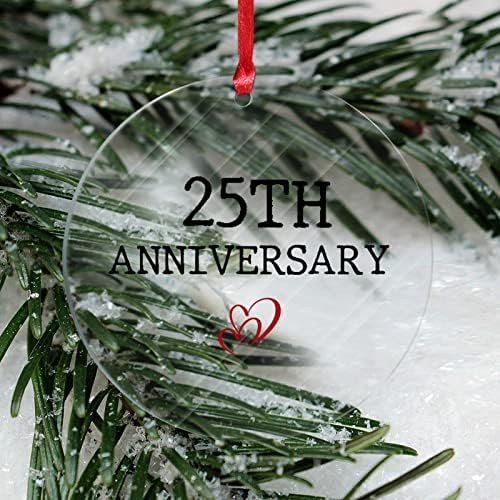 יום השנה ה -25 אהבה לב לב חג המולד קישוטים אקריליקיים קישוטים לנישואין מותאמים אישית קישוט חג המולד