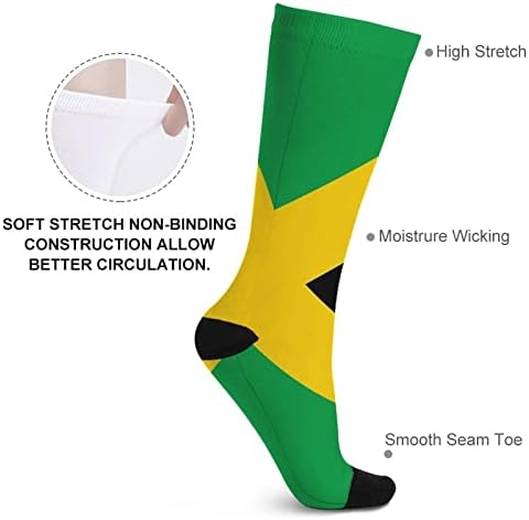 דגל של ג'מייקה מודפס צבע תואם גרביים אתלטי ברך גרביים גבוהים לגברים נשים