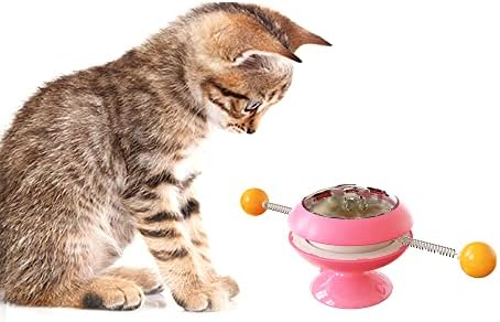 צעצוע של טחנת רוח חתול חתול אינטראקטיבי לחתולים לחתולים מקורה, צעצוע פטיפון עם בסיס כוס היניקה