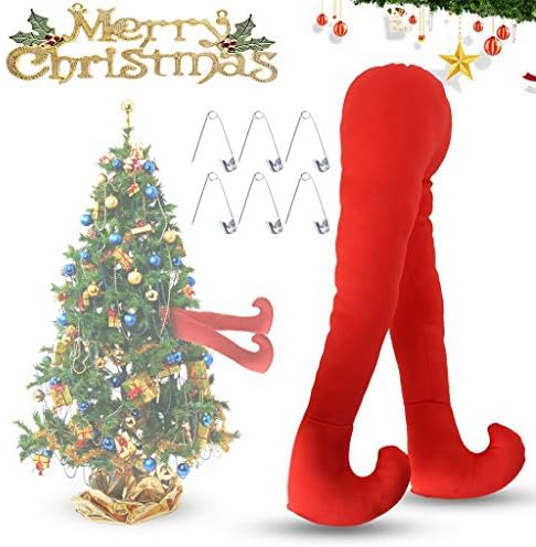 רגליים עץ חג המולד רגליים לקישוטים של 16.5 אינץ 'קטיפה ממולאת לקישוט עיצוב בית חג המולד