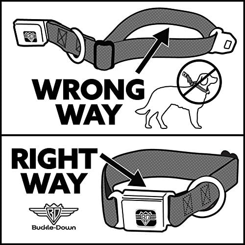 צווארון כלב אבזם בטיחות באבזם - לוגו Mopar חזור שחור/לבן - 1 רחב - מתאים לצוואר 9-15 קטן