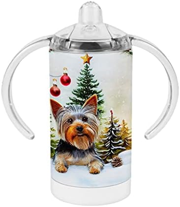 חג המולד כוס קש-יורקי כלב תינוק כוס קש - חורף נושאים כוס קש