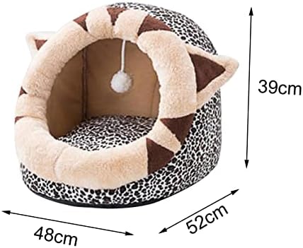 מיטת חתול מגידאלית לחתולים מקורה, עם צעצוע תלוי בית חיות מחמד רך תחתון נגד החלקה לחתלתול, 48 על 52 על 39 סנטימטר
