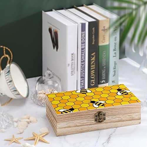 דבורי דבש נודקיו קופסת מארגן אחסון מעץ עם מנעול רטרו לתמונות תכשיטים שמירת מזכל מתנה דקורטיבית