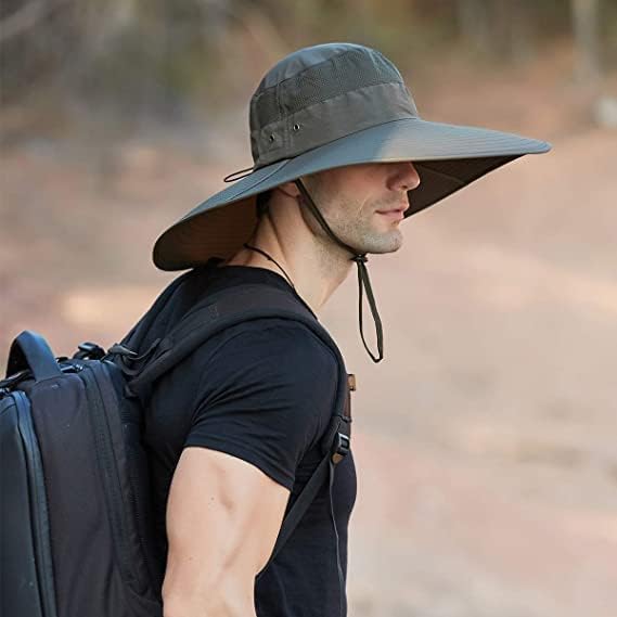 IYEBRAO Mens Super Wide Brim Sun Hat Upf50+ UV הגנה