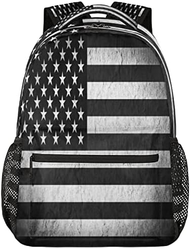 תרמיל דגל אמריקאי שחור לבן 16 בטיולים אטומים למים נייד תרמיל תרמיל דמוי כושר תיק בית ספר קולג 'תיק