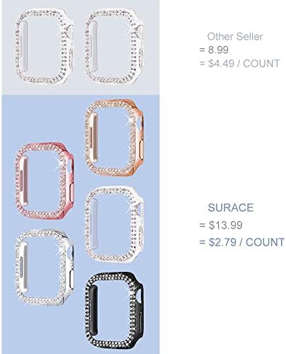 מארז SURACE 41 ממ תואם ל- Apple Watch 8 & 7 Case, Bling Cover Diamond Diamond Pigper Case החלפת Apple