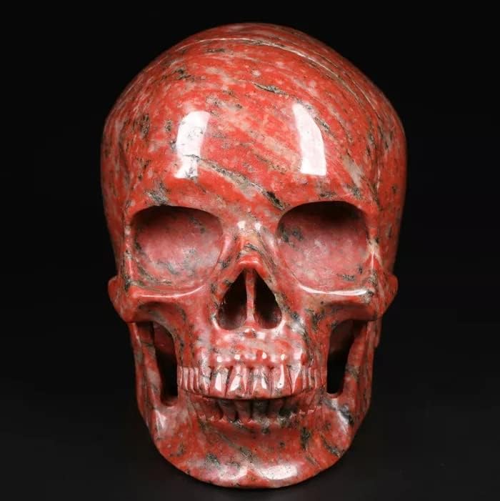 Mr.Skull 5.0 פסל גולגולת גביש אבן דם, אבן ריפוי סופר ריאליסטית, אבן ריפוי קריסטל, תפאורה ביתית של אבן חן מגולפת