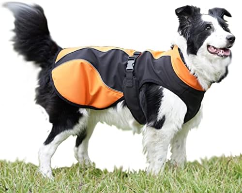 H.S.C מחמד כלבים גדולים מעילי גשם ז'קט אטום למים, חולצות גור קלות בכתום מתכווננות, אפוד חם אטום לרוח עם חור