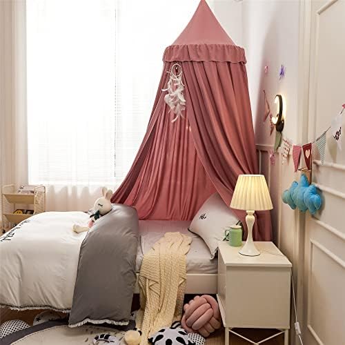 חופה מיטת ויטין לבנות מיטת ילדים, נסיכה כיפה עגולה רשת יתושים חולמנית לילדים עיצוב מיטת חדר, ילדים קוראים
