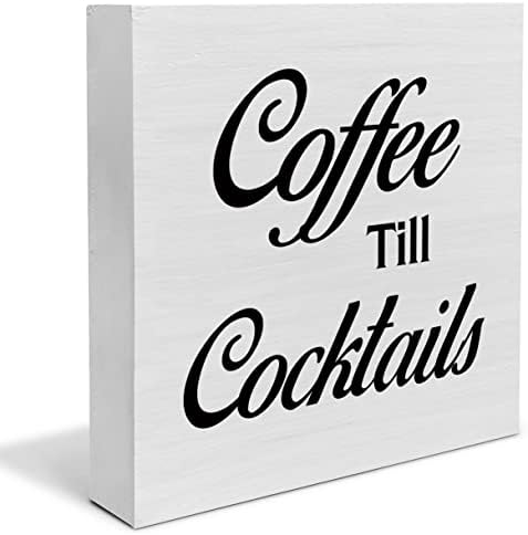 קפה קאנטרי עד קוקטיילים קופסת עץ שלט עיצוב שולחן כתיבה חובב קפה קופסת עץ שלט בלוק שלט כפרי מדף מטבח