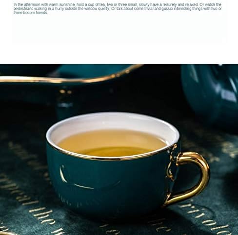 ערכת תה קפה קרמיקה קרמיקה נורדי ציור נורדי סיר קפה ירוק זהב סט מגש תה אחר הצהריים