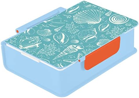 Susiyo Seashells עם אלמוגים וכוכבי ים על רקע צהבה קופסת בנטו קופסא קופסת אוכל עם 3 תאים למבוגרים ובני נוער