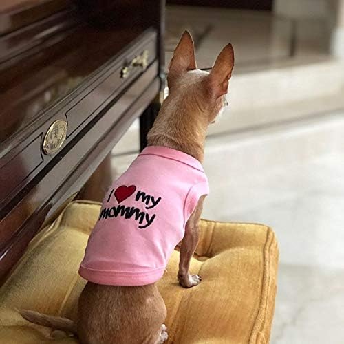 בגדי חתול של כלב חיית מחמד פריזאי חולצות טי טי, אני אוהבת חולצת טריקו ורודה של אמא, 5xl