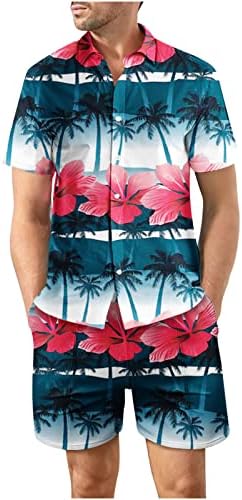 RBCULF HAWAII SET SET לגברים חולצה חולצה מכנסיים קצרים 2 PC חליפה לחופשה חליפה מזדמנים שרוול קצר שרוול