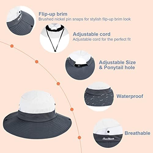 כובע שמש לנשים הגנת UV דלי דיג עם כובע דיג עם חור קוקו, כובעי שמש חיצוניים מתקפלים