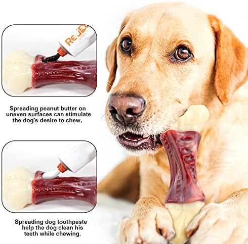 Xbeing צעצועי כלבים לעיסות אגרסיביות, צעצועים לעיסת כלבים בלתי ניתנת להריסה, צעצוע עצם כלב לא רעיל של מזון