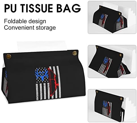 ציד קשת אמריקאי דגל ארהב דגל עור PU רקמות מחזיק קופסת נייר מגבת נייר שקית אחסון לחדר שינה משרד ביתי