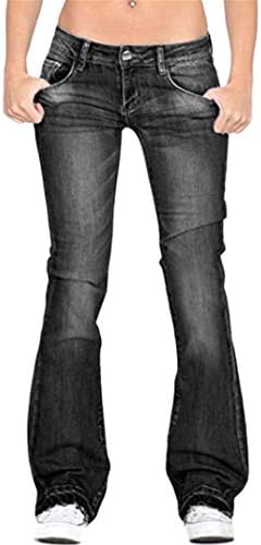 ג 'ינס דק של נשים בתוספת גודל נמתח סקיני פעמון תחתון אתחול מכנסיים מצויץ לקצץ אמצע עלייה ג' ינס