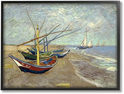 סטופל תעשיות סירות דיג על חוף סנטס מריס וינסנט ואן גוך ציור ממוסגר קיר אמנות, עיצוב על ידי אחד1000ציורים