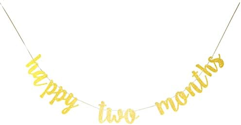 כוכבים זהב זהב שמח כחודשיים באנר, תינוקות/בנות חודשיים/יום הולדת של חצי שנה, מסיבת מקלחת לתינוקות