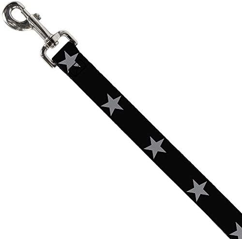 כלב רצועה כוכב שחור כסף 6 רגליים ארוך 1.5 אינץ רחב