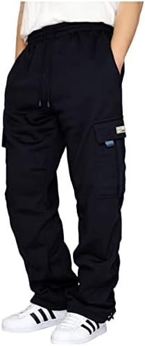 מכנסי זיעה של Egmoda לגברים עם כיסים, מכנסיים מזדמנים מכנסיים רזים מכנסי טרנינג מכנסיים מכנסיים ארוכים מכנסי מטען