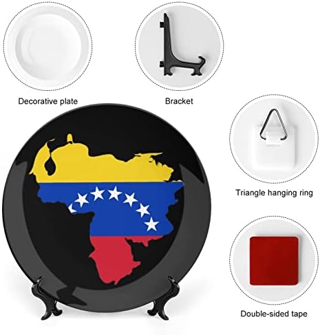דגל וונצואלה מפת מפת עצם סין צלחת דקורטיבית צלחות קרמיקה עגול