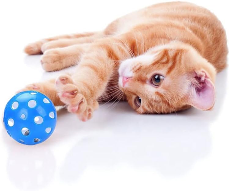 5 יחידות מצחיק חתול צעצוע פעמון כדור 4 סמ פלסטיק כוכב כדור אינטראקטיבי חתלתול יצירתי צבע חלול אימון פעמון