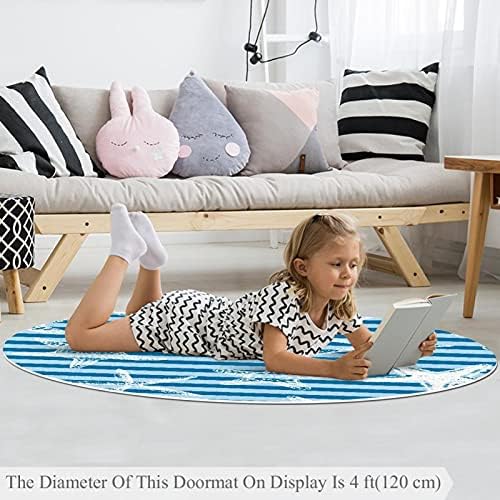 Llnsuply בגודל גדול 5 מטר ילדים עגול פנס שטיח שטיח ים כוכב ים דג דג כחול פסים משתלת כרית שטיח