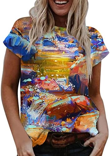 אישה טיז חמוד קיץ חולצות לנשים בתוספת גודל חולצות או צוואר הדפסת קצר שרוול חולצה חולצות מזדמן רופף