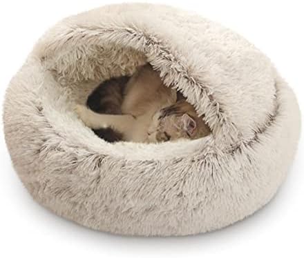 כלב עגול חתול חורף חם שק שינה ארוך קטיפה רך לחיות מחמד מיטת מרגיע מיטה
