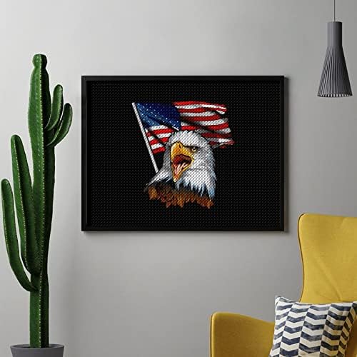 וינטג 'דגל אמריקאי קאלד איגל יהלום ערכות 5D DIY DIY מקדח מלא ריינסטון אמנויות עיצוב קיר למבוגרים 12 X16