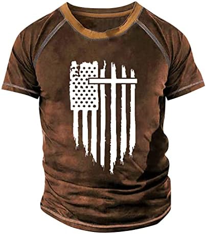 גדול עצמאות יום גברים של חולצות 2023 רגיל עגול צוואר קיץ חולצות קלאסי מזדמן דגל מודפס גרפי טיז
