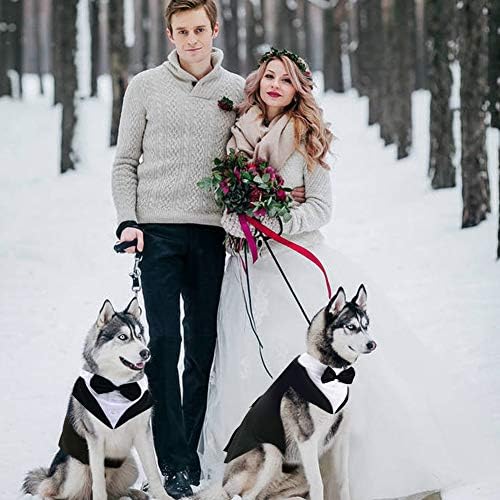 חליפת כלבים כלבים של Kuoser Tuxedo ומערכת בנדנה, כלבים חליפת מסיבת חתונה טוקסידו, חולצת עניבת פרפר