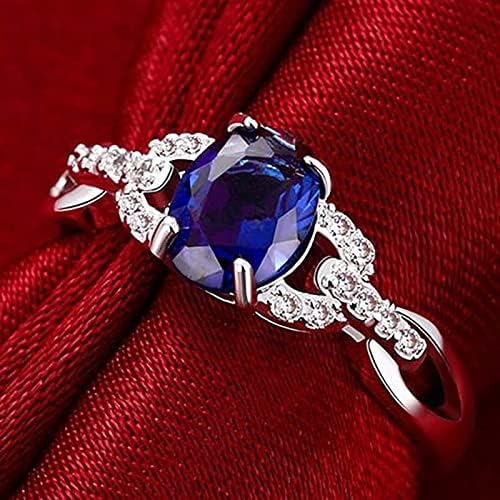2023 חדש טבעת יהלומי ספיר טבעת מתנת יהלומי צורת טבעת יהלום טבעת גדולה טבעת בציר כחול חן עגול טבעת טבעת גדול