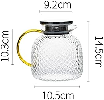 סירי תה של אמיייאח קנקן זכוכית עם מכסה כד מים קרים, 1300 מל מושלמים לתה ומיץ תוצרת בית תוצרת בית ומיץ