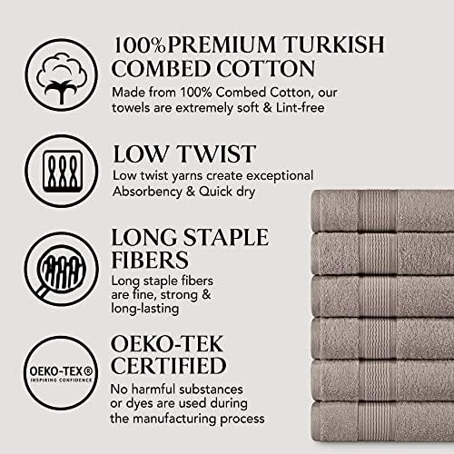 Adobella 6 Premium Turkish Collection Collection מגבות ידיים, כותנה טורקית מסורקת, 600 GSM,