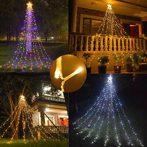 יאסן חרץ אורות מיתרים עם כוכב עליון 350 LED 11ft חיצוני קישוט חג המולד אורות כוכב 8 מצבים אורות חג מולד