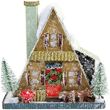 חג המולד קרטון בקתת מסגרת פטריות שועל קטנות - בית אחד 4.75 אינץ ' - Hou349 - רב צבעוני