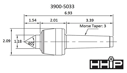 הייפ 3900-5033 סוג א פרו-סדרה מהירות גבוהה מרכז חי, 3 מורס טייפר, 200 פאונד. עומס שיעור, 4000 מקסימום