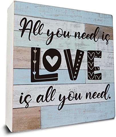 כל מה שאתה צריך זה אהבה זה כל מה שאתה צריך עיצוב שולחן שלטי קופסא מעץ, שלט קופסאות עץ של יום האהבה לקישוט
